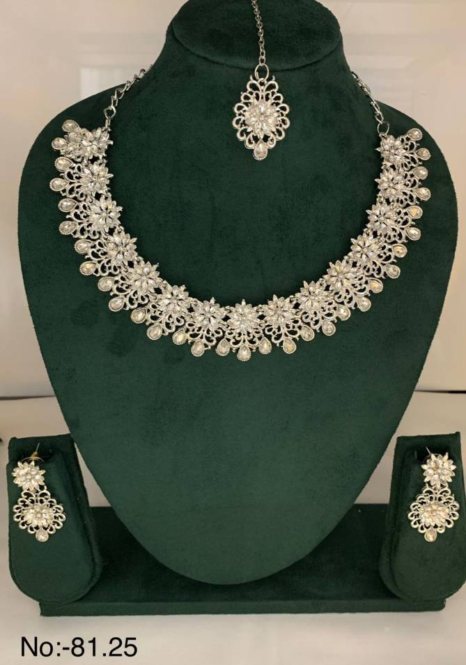 Nr Diamond Necklace Mang tikka With Earring Catalog
